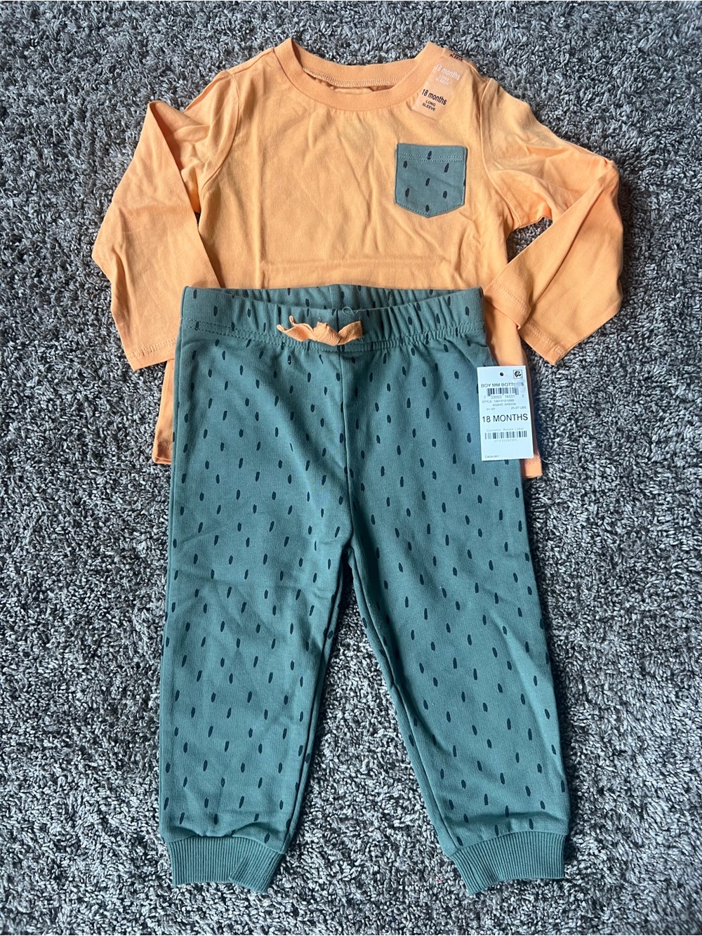 First Impressions Orange Top with Green Dot Joggers